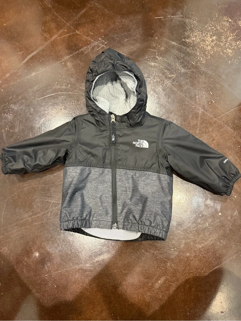The North Face Black and Heather Gray Hooded Baby Jacket